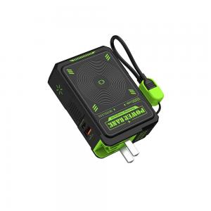 RINSTAR AC1006 Green 6-in-1 Magnetic Power Bank Indicator LED Light 10000mAh Power Station With AC Wall Charger Plug  